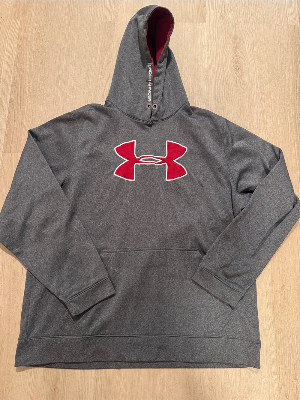 Under Armour Charcoal Hoodie with Red Logo